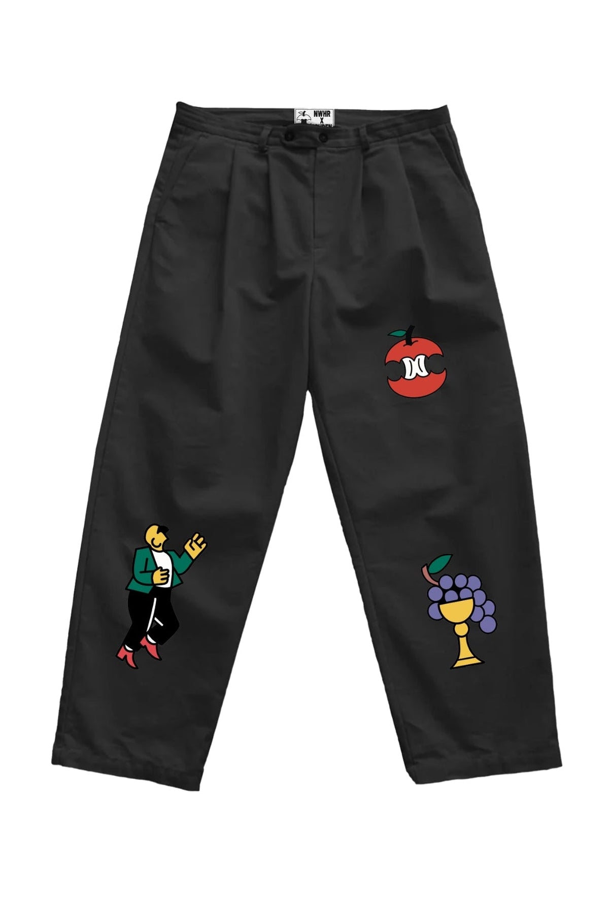 NWHR Sobremesa black printed chino pants – clean front product view