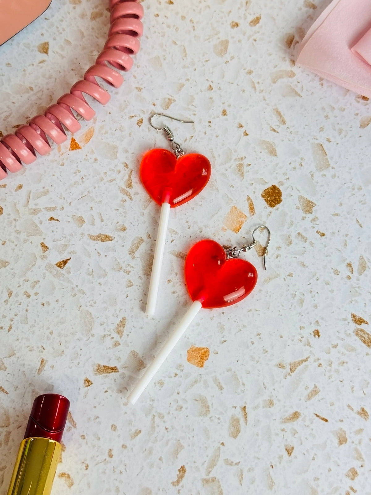 Heart Lollipop Earrings Red by A Shop of Things – product photo 6