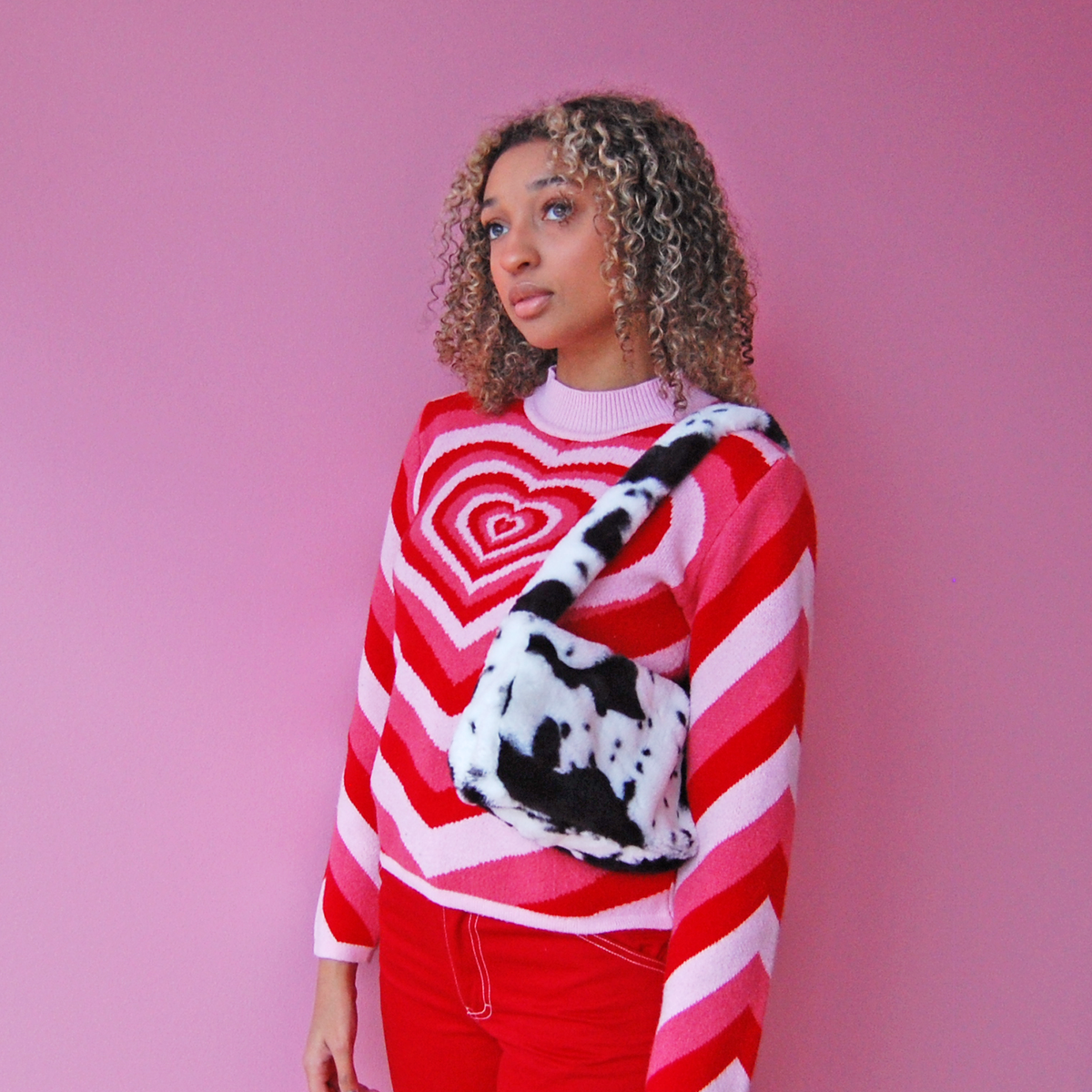 A Shop of Things fluffy cow-print shoulder bag