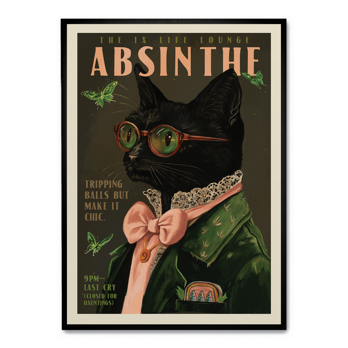 Chic Absinthe Cat Poster | A3