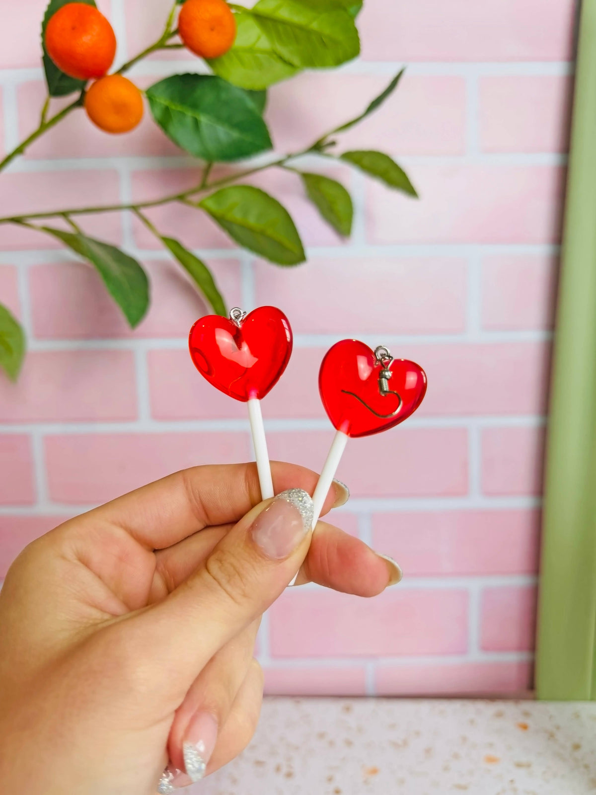 Heart Lollipop Earrings Red by A Shop of Things – product photo 5