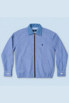 Blue Check Ralph Lauren upcycled jacket — front