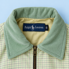 Ralph Lauren Upcycled Zip Jacket – Green Check — collar