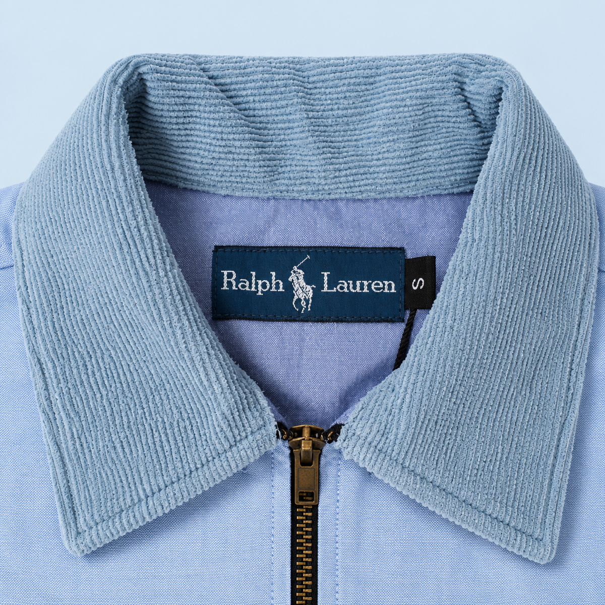Ralph Lauren Upcycled Zip Jacket – Light Blue — collar
