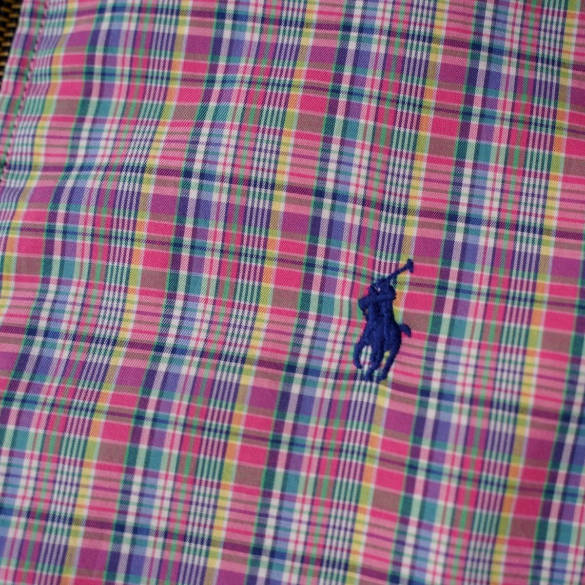 Ralph Lauren upcycled zip jacket Multicolour Pink Check – geborduurd logo, foto van het originele kledingstuk