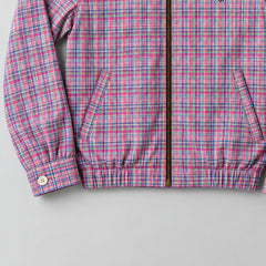 Ralph Lauren upcycled multicolour-pink-check: gestileerd AI-detail van mouw en zoom