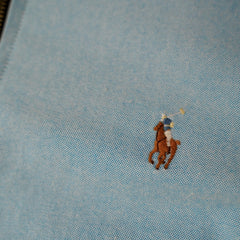 Ralph Lauren upcycled zip jacket Sky Blue Mint Collar – geborduurd logo, foto van het originele kledingstuk