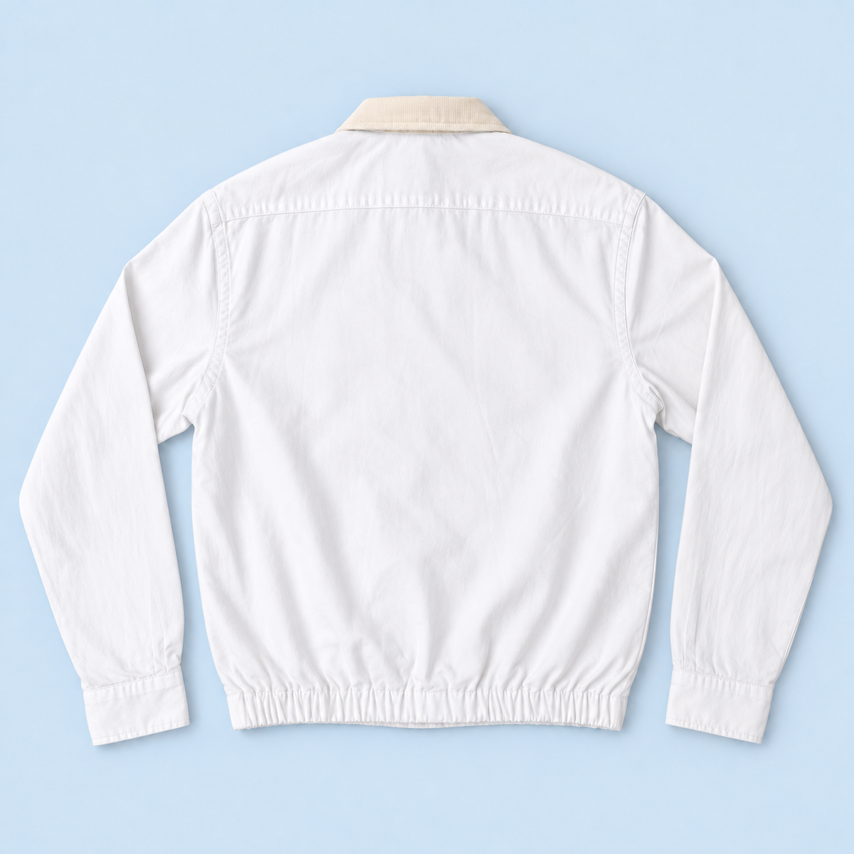White upcycled Ralph Lauren jacket — back view