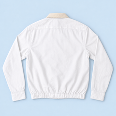 White upcycled Ralph Lauren jacket — back view