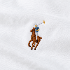 White Ralph Lauren upcycled jacket — coloured embroidered Polo logo detail