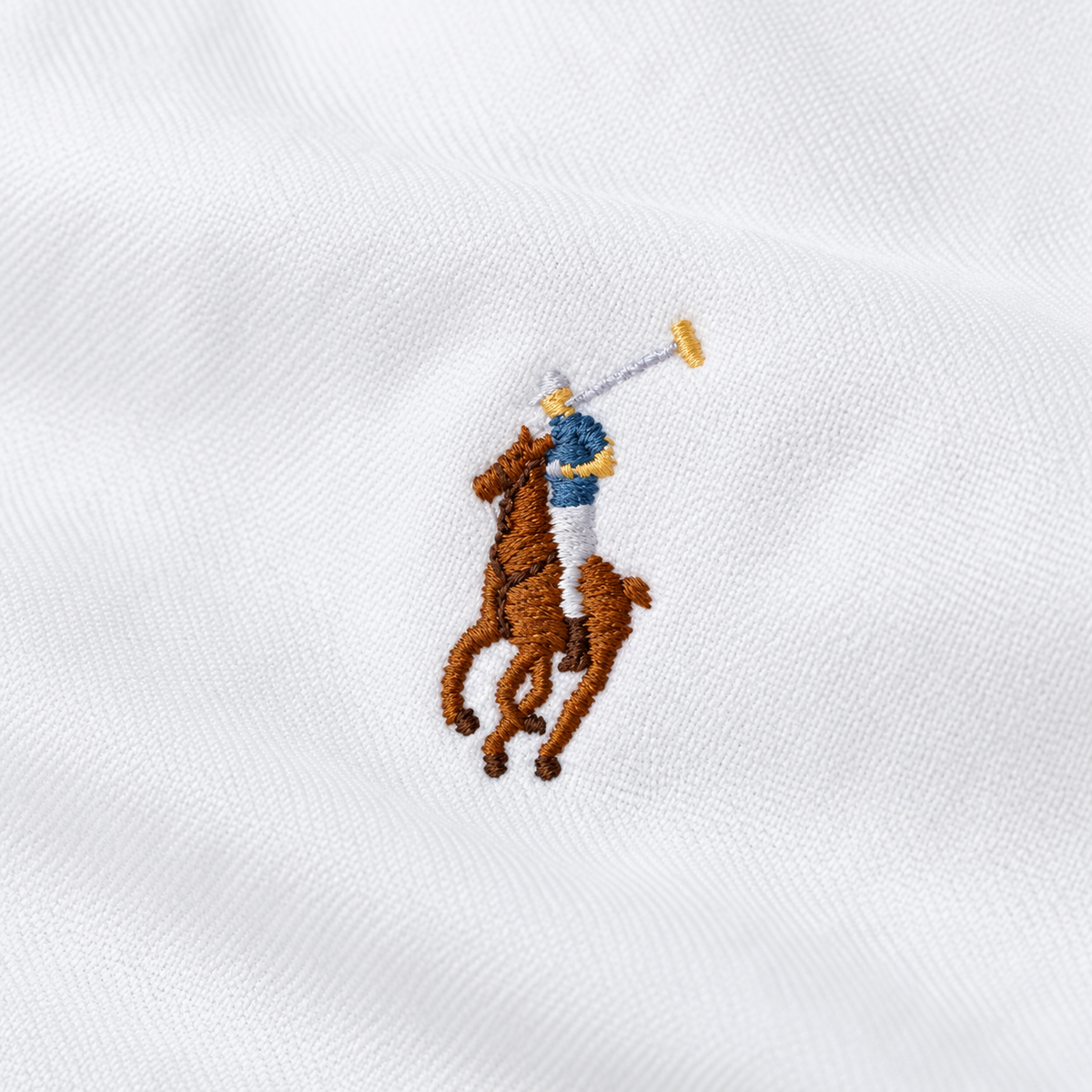 White Ralph Lauren upcycled jacket — coloured embroidered Polo logo detail