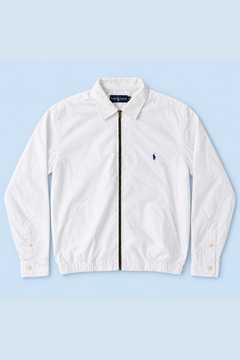 White XL Ralph Lauren upcycled jacket — front