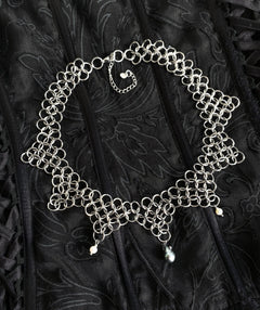 Ampelopsis handmade chainmail necklace with freshwater pearls by Mandragor Design