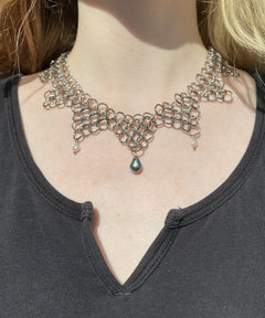 Ampelopsis pearl and stainless steel necklace, alternate view