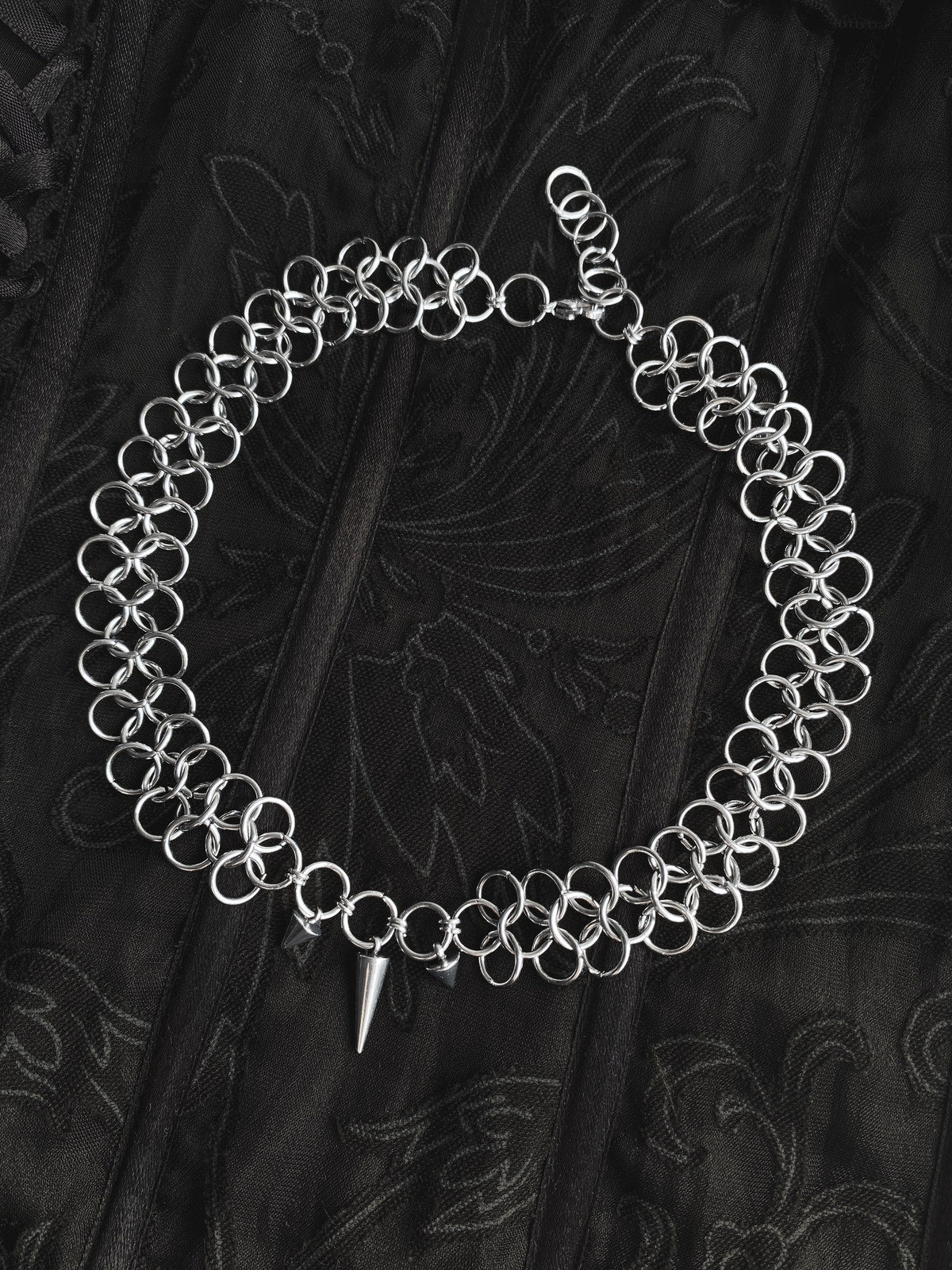 Hedera gothic-inspired chainmail necklace in stainless steel by Mandragor Design
