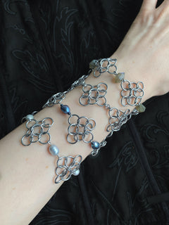 Mandragor Design labradorite stone and steel chainmail bracelet