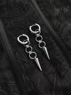 Detail photograph of handmade Solanum steel earrings