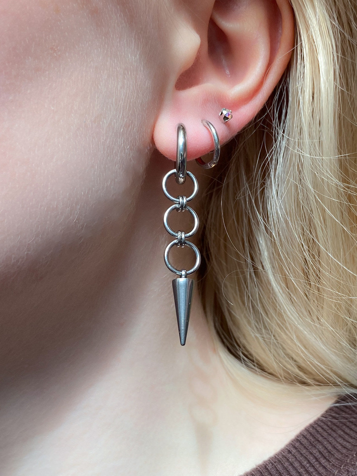 Solanum pointed gothic earrings, alternative view