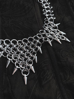 Detail photograph of the Urtica steel chainmail necklace by Mandragor Design