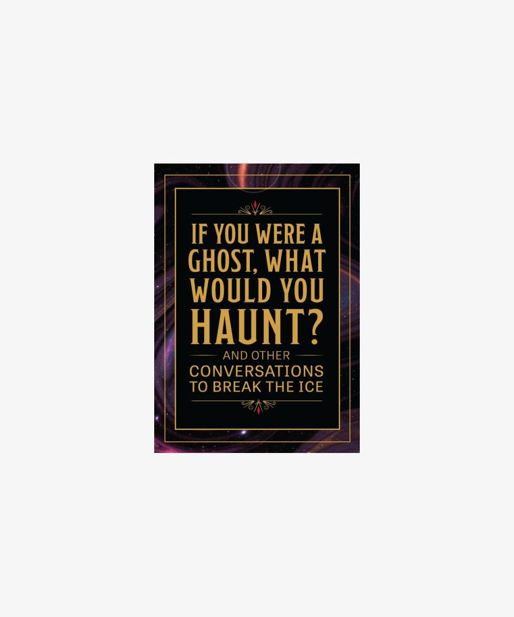 ghost conversation – centred book or deck cover on light neutral background