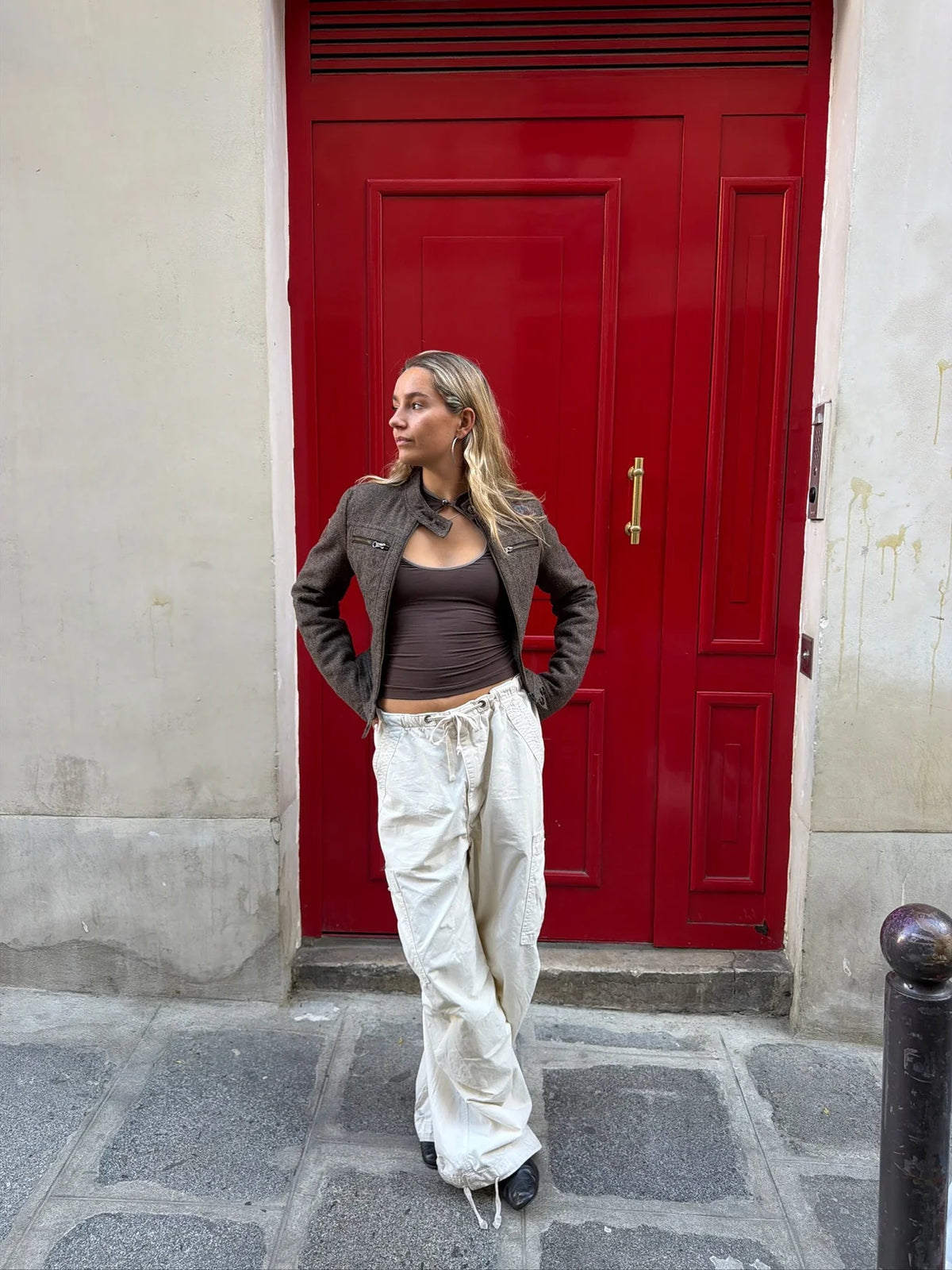 RIEN The Label Pien Top Combo Brown layered street-style full-length look