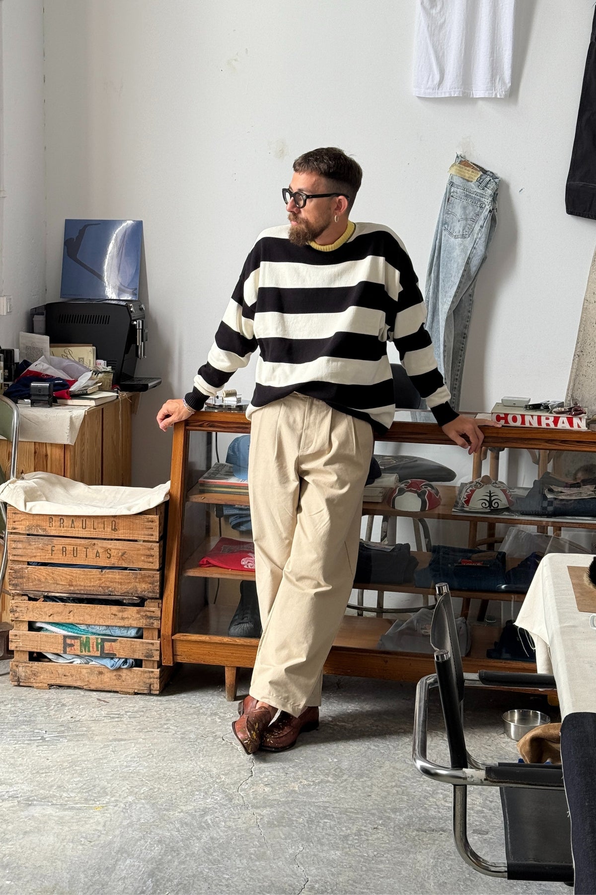 NWHR Beige Chino Trousers - model view