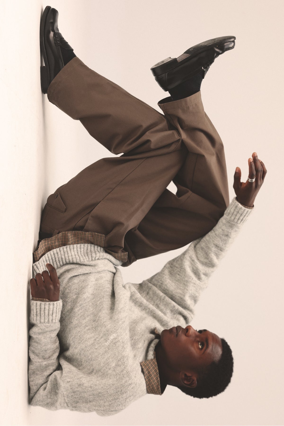 NWHR Brown Chino Trousers - model view