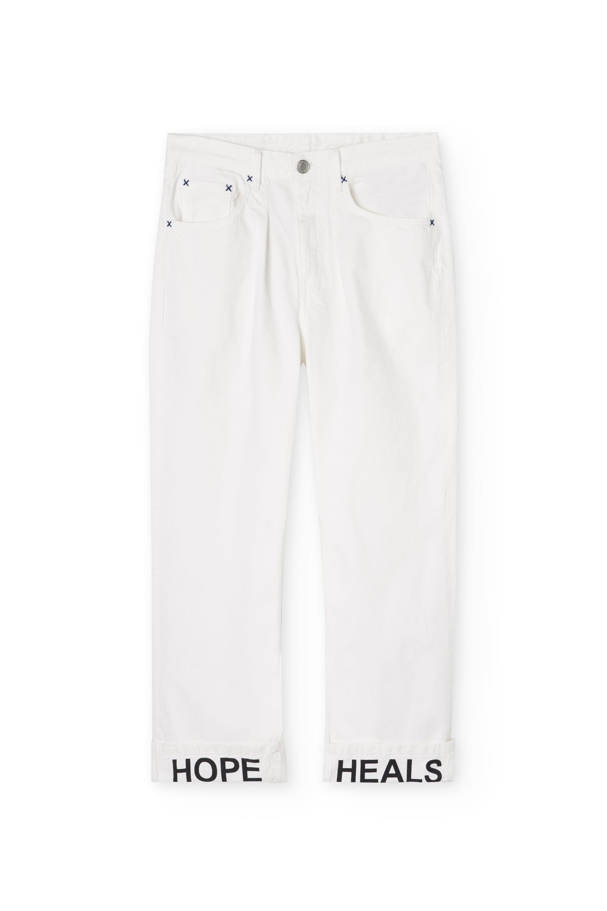 NWHR Hope Heals White Trousers - front view
