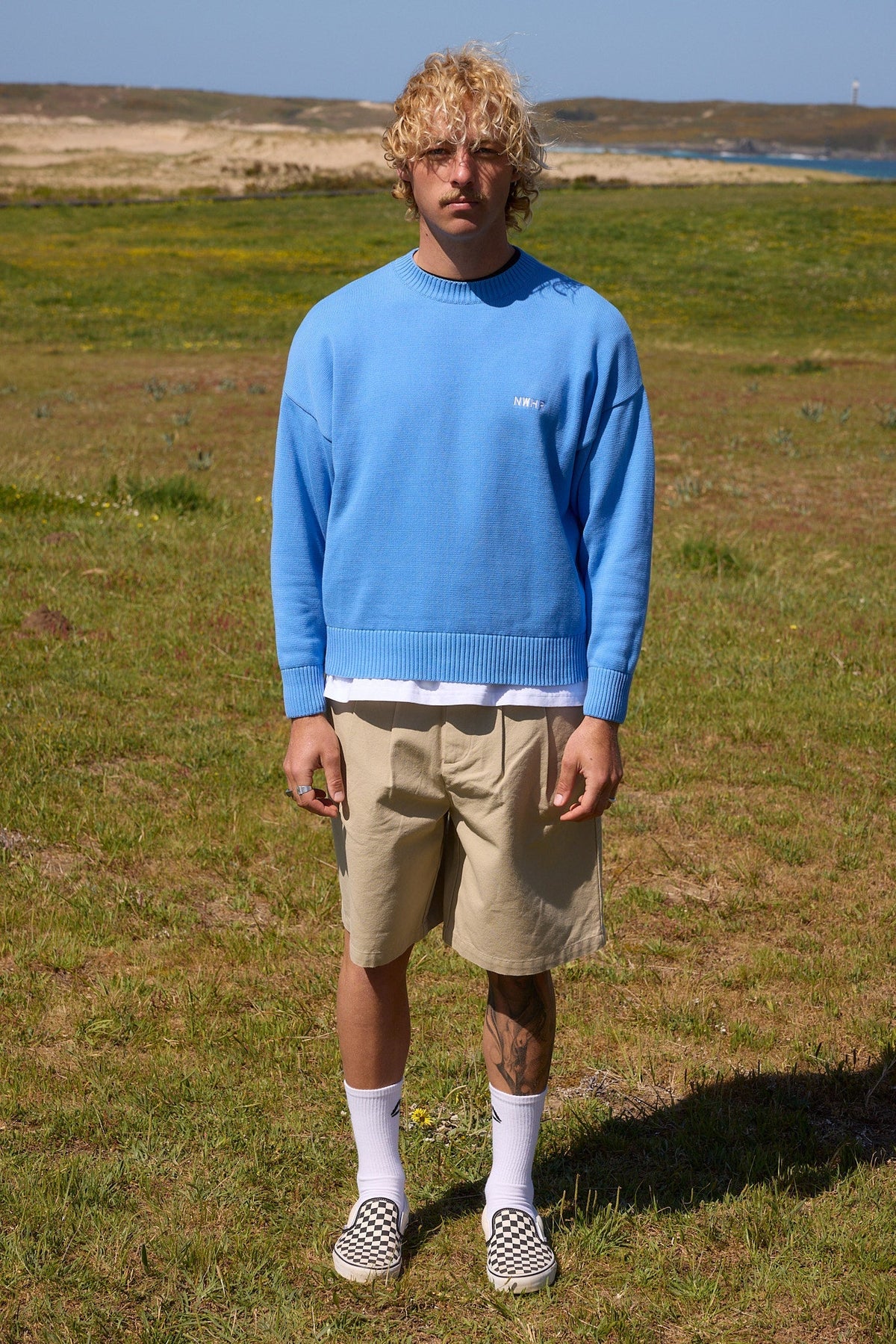 NWHR Pretty Blue Sweater - detail / model view 2